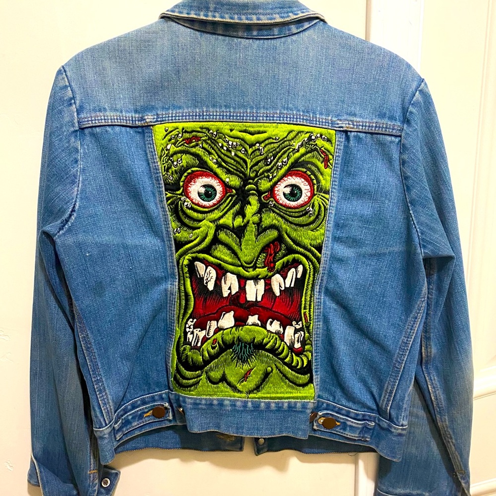 Custom embroidered vintage wrangler jean jacket